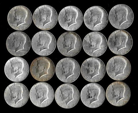 ONE ROLL (20 COINS) 40% SILVER KENNEDY HALVES (1966-1969)  LOT D64 Cover