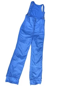 Vintage 70s Roffe skiwear Blue Snow Ski Bib Bibs Pants Overalls Snow Suit S USA - Picture 1 of 11