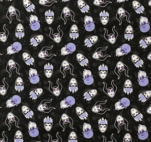 Disney Queen Villains BLACK Cotton Fabric Springs Creative FAT QUARTER 18"x21" - Picture 1 of 2