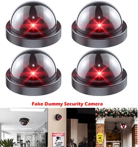4Stk Schwarz Überwachungskamera Dummy Camera Attrappe Mini Dome Kamera mit LED - Bild 1 von 11