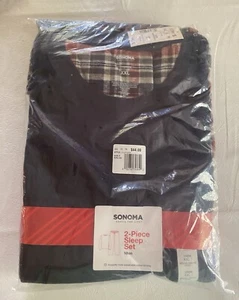 Sonoma Men Pajamas Set Flannel Plaid Pants Elbow Sleeve T-Shirt ~ XXL   MNS4 - Picture 1 of 5