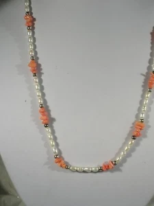 20" Pearl & Coral Bead Necklace - Picture 1 of 2