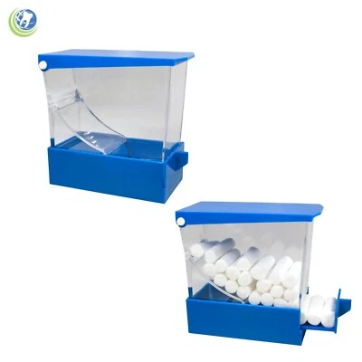 2 X Dental Cotton Roll Dispenser Holder Organizer Deluxe with pull-out tray Blue - Image 1 of 4
