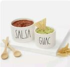 Rae Dunn Guac and Salsa Bowl Set with 2 Bamboo Spoons New in Box 