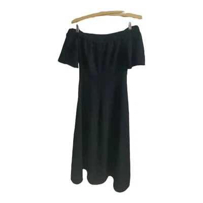 WITCHERY women's off the shoulder a-line midi dress black size 6 crepe classic - image 1 of 4