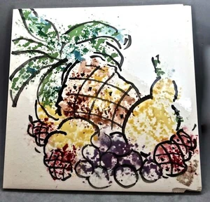 Vintage Ceramic Tile Millicent Fruit Trivet Hot Plate Pineapple Grape Cherry + - Picture 1 of 8
