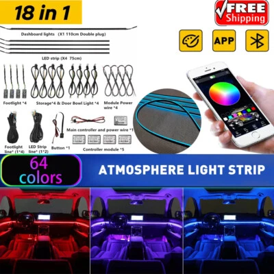 Luz ambiente puerta interior 16 colores para BMW 328I 528I E39 E46 E90 X5 X6 APP Foto 1 de 4