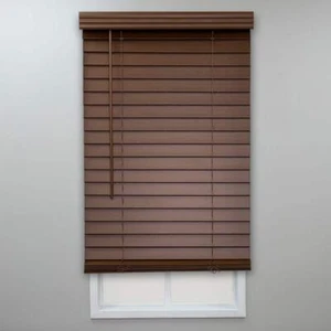 Perfect Lift Window Blinds 54.5" x 64" Treatment Faux Wood Darkening Dark Oak - Picture 1 of 9