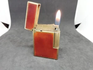 Vintage Dupont Gasfeuerzeug Braun Lack Linie 2 funktionstüchtig - Bild 1 von 8