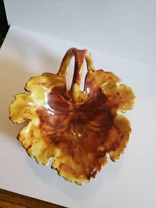 Mullins Ceramics Brown Leaf Nappy Trinket Nut Dish Whittensville Ky Mid Century - Picture 1 of 7