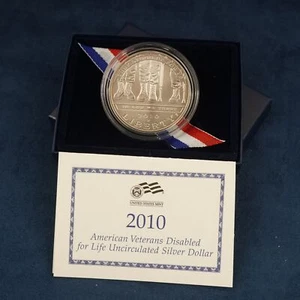 2010-W American Veterans Disabled for Life Commem. UNC Silver Dollar w/COA - Picture 1 of 7