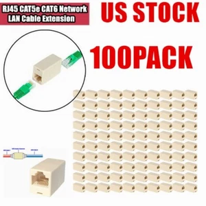 100X Cat5e RJ45 Coupler Plug Network LAN Cable Joiner Extender Connector Adapter - Picture 1 of 7