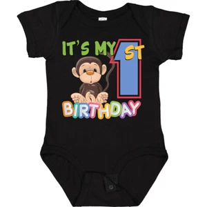 Inktastic Monkey First Birthday Baby Bodysuit Its Cartoon Adorable B-day Bday - Picture 1 of 14
