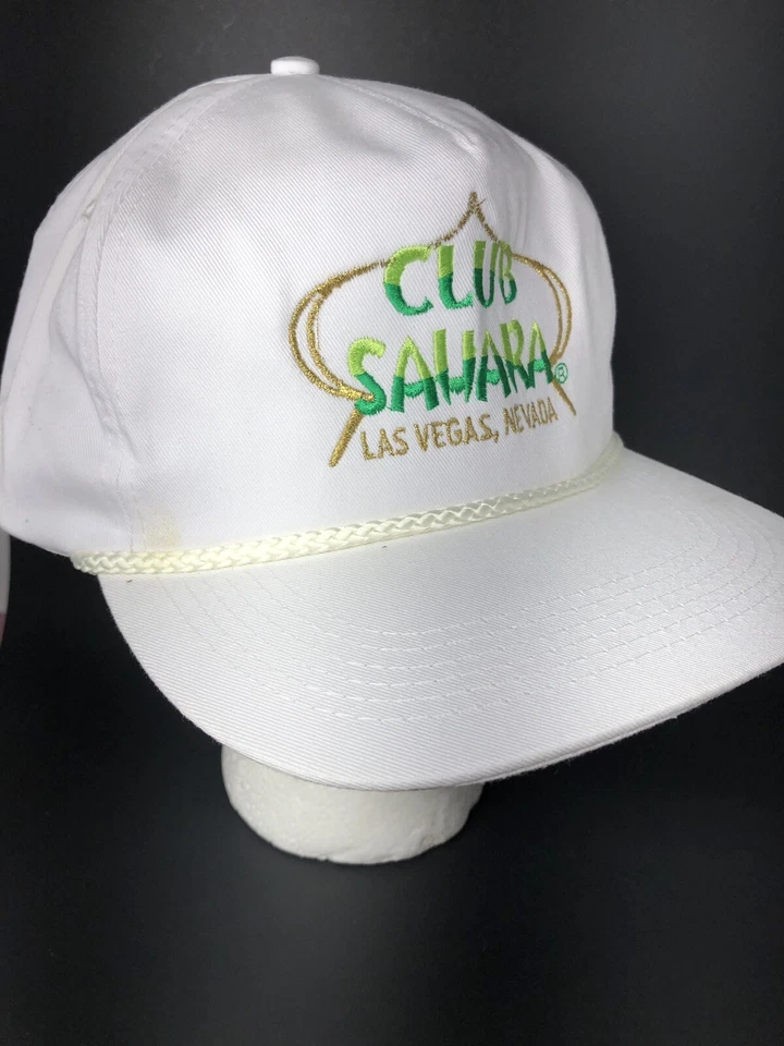 Vintage “Club Sahara“ Full Back White Embroidered Snapback Hat “B” - Image 1 of 4