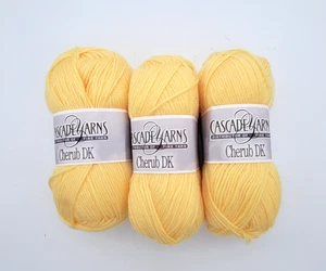 Cascade Yarns Cherub DK Yarn Lot of 3 Skeins 50 g Each. Color # 38 Yellow - Picture 1 of 4