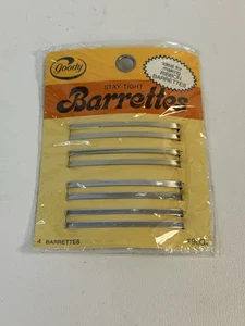 1975 Goody Stay Tight Clasp Barrettes 2.5" Gold & Silver Double Bar #903 NOS 4pk - Picture 1 of 3
