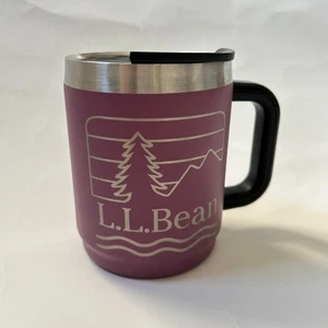 LL Bean Kaffeebecher Metall Tasse mit Deckel Camping Outdoor Büro Arbeit Reise Pflaume - Bild 1 von 11