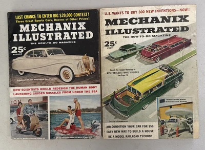 SET OF 2 MECHANIX ILLUSTRATED VINTAGE MAGAZINES August 1956 & July 1957 Foto 1 de 2