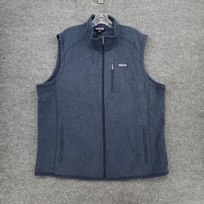 Chaleco Patagonia Para Hombres 2XL Azul Mejor Suéter Cremallera Completa Vellón Sin Mangas Cuello Simulado Foto 1 de 4