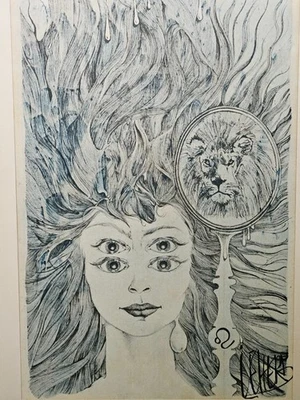 Maître Leherb (1933–1997): Frauenkopf mit dem Sternzeichen "Löwe" - Bild 1 von 4