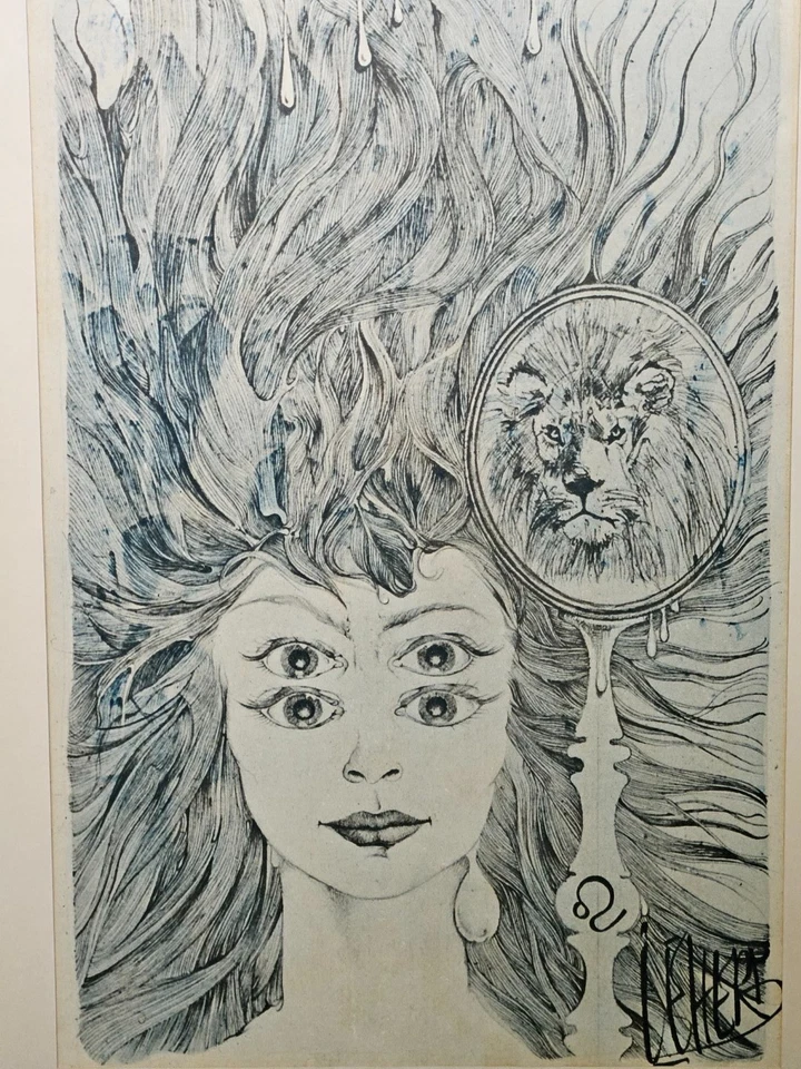 Maître Leherb (1933–1997): Frauenkopf mit dem Sternzeichen "Löwe" - Bild 1 von 4