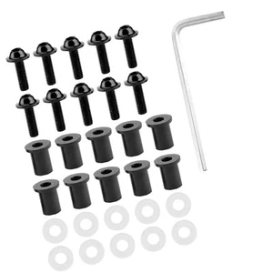 .›Black 10pcs Motorcycle Windshield Bolts Nut Washers Motorbike Fairing Mounting - Picture 1 of 12