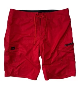 BNWOT Men’s Quiksilver Red Black Pattern Board Swim Shorts Lightweight W33 - Picture 1 of 9