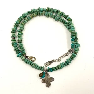 925 Sterling Silver Turquoise Nugget Necklace With Dangle Accents 20.00 Grams - Picture 1 of 6