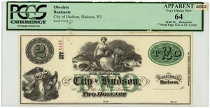 $2 City of Hudson Wisconsin Ch New 64 PCGS Currency 950535-10 - Picture 1 of 3