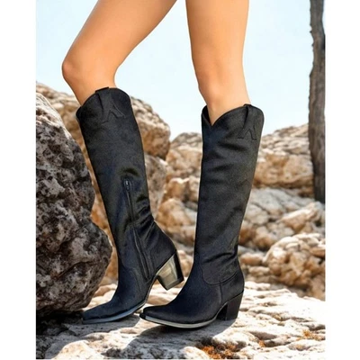 OLD GRINGO 18" Mayra Hair-On-Hide Black Cowgirl Boots Western Size 7.5 B *READ* - Image 1 of 4