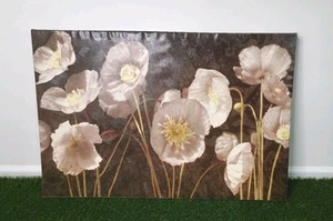 35.5"x23.5" BAROQUE POPPIES by IVES McCOLL SEPIA FLORAL CANVAS - Picture 1 of 14