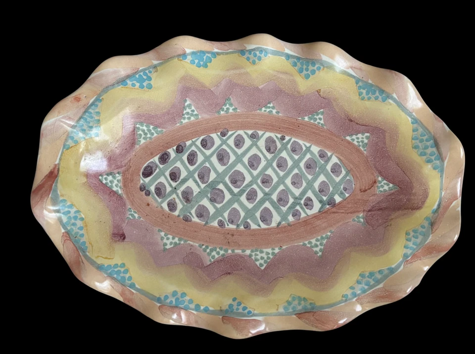 Mackenzie Ceramic Platter Childs Fluted 12" Hand Painted New - Image 1 of 1
