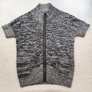 Kenneth Cole Full Zip Sweater Jumper M Gray Short Sleeve Loose Fit Pockets - Picture 1 of 8