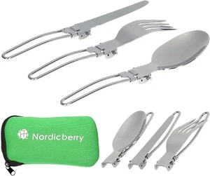 NORDICBERRY Outdoor Klappbesteck und Campingbesteck aus hochwertigem Edelstahl m - Imagen 1 de 7