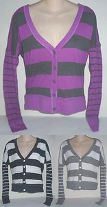 Womens AEROPOSTALE Stripe Mix V-Neck Cardigan Shirt NWT #6105 - Picture 1 of 8