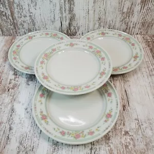 4 Vtg Crown Rego E458-12 Stoneware Restaurantware Salad Bread Plate 7.5 Floral - Picture 1 of 6