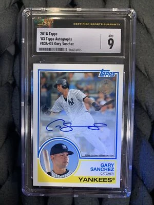 Autógrafos Topps Gary Sanchez 83 2018 #83A-GS CSG 9 como nuevo automático 10 Yankees Foto 1 de 4