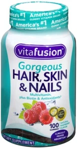 Vitafusion Gorgeous Hair, Skin & Nails Gummy Natural Raspberry 100 EA - Picture 1 of 1