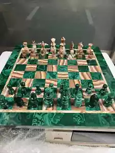 Onyx & Malachit Schachset mit Marmor Schachstücke Brettset handgefertigte Geschenke - Bild 1 von 5