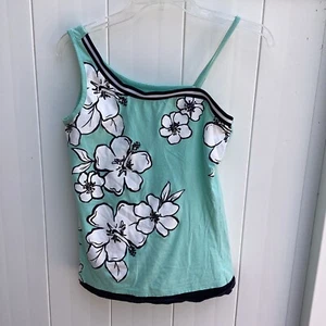 Justice Mint Green, White, Black Glitter Tank Top Girls Sz 16 - Picture 1 of 3