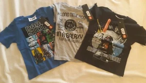Lot of 3 Brand New with tags Kids STAR WARS LEGO T-Shirts size 4 black,gray,blue - Picture 1 of 10