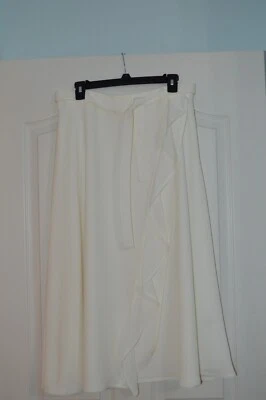 Falda midi blanca envolvente sintética Calvin Klein forrada con cinturón talla 10 Foto 1 de 4