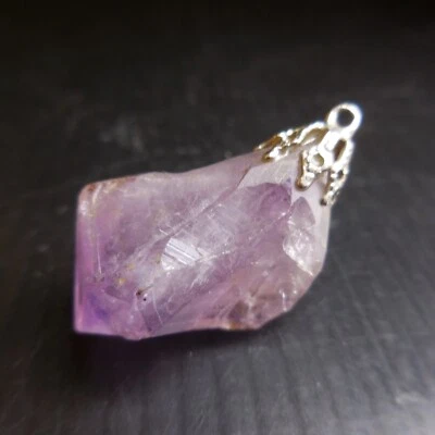 Pietra Ciondolo Viola Ametista Griffe Argento Gioiello Gioielli Vintage N8500 - Immagine 1 di 4