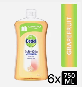 6 x DETTOL SUAVE SOBRE PIEL ANTIBAC LÍQUIDO LAVADO A MANO 750ml RELLENO DE POMELO - Imagen 1 de 5