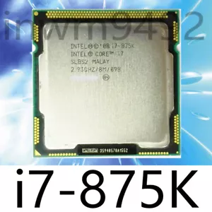 Intel Core i7-875K 2.93-3.6 GHz 4-Core 8M LGA 1156 Cache 95W CPU Processor - Picture 1 of 1
