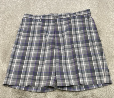 Pebble Beach Performance Golf Shorts Men's 38x10 Purple Gray Plaid 6486 - Image 1 of 4
