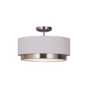 Justice Design Tate 1 Light LED Semi-Flush, Nickel/White - FAB-4470-WHTE-NCKL - Picture 1 of 1