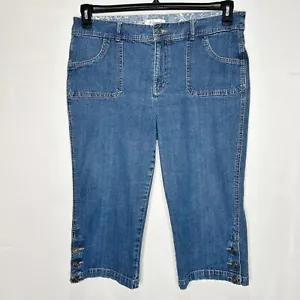 Pantalones de mezclilla para mujer Christopher & Banks talla 14 Capri tiro alto azul recortados - Imagen 1 de 9