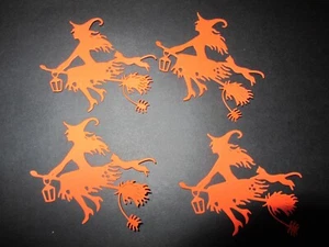 4 Fliegende Hexen Verzierungen für Karten oder Sammelalben. 3"x 3" ca.  - Bild 1 von 1