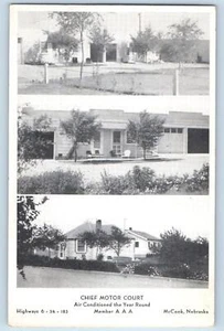 c1920er Chief Motor Court Motel & Restaurant Mehransicht McCook Nebraska Postkarte - Bild 1 von 2